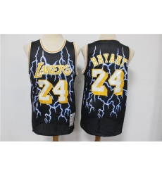 Lakers 24 Kobe Bryant Black Hardwood Classics Lightning Limited Edition Jersey