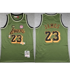 Men Los Angeles Lakers 23 LeBron James Green 2018 19 Throwback Basketball Jersey