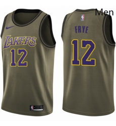 Mens Nike Los Angeles Lakers 12 Channing Frye Swingman Green Salute to Service NBA Jersey 