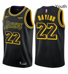 Youth Nike Los Angeles Lakers 22 Elgin Baylor Swingman Black NBA Jersey City Edition