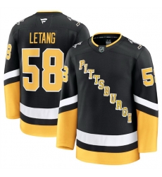 Men Pittsburgh Penguins 58 Kris Letang Black 2024 25 Alternate Stitched Hockey Jersey