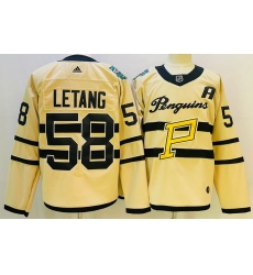 Men Pittsburgh Penguins 58 Kris Letang White 2022 23 Reverse Retro Stitched NHL Jersey