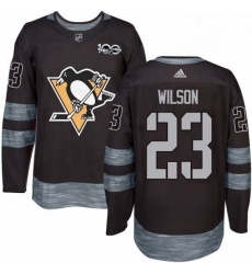 Mens Adidas Pittsburgh Penguins 23 Scott Wilson Authentic Black 1917 2017 100th Anniversary NHL Jersey 