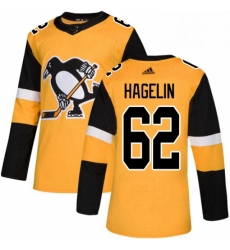 Mens Adidas Pittsburgh Penguins 62 Carl Hagelin Premier Gold Alternate NHL Jersey 