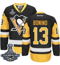 Penguins #13 Nick Bonino Black Alternate 2017 Stanley Cup Finals Champions Stitched NHL Jersey