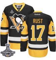 Penguins #17 Bryan Rust Black Alternate 2017 Stanley Cup Final Patch Stitched NHL Jersey