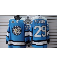 Penguins #29 Andre Fleury Blue 2017 Stanley Cup Finals Champions Stitched NHL Jersey