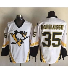 Penguins  #35 Tom Barrasso White CCM Throwback Stitched NHL Jersey