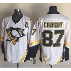 Penguins  #87 Sidney Crosby White CCM Throwback Stitched NHL Jersey