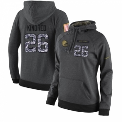 NFL Womens Nike Cleveland Browns 26 Derrick Kindred Stitched Black Anthracite Salute to Service Player Performance Hoodie