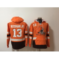 Men Nike Cleveland Browns Odell Beckham Jr 13 NFL Winter Thick Hoodie