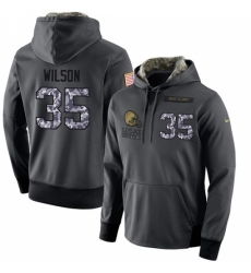 NFL Mens Nike Cleveland Browns 35 Howard Wilson Stitched Black Anthracite Salute to Service Player Performance Hoodie