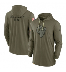 Men Los Angeles Rams 2022 Olive Salute To Service Tonal Pullover Hoodie