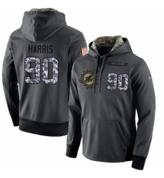 NFL Mens Nike Miami Dolphins 90 Charles Harris Stitched Black Anthracite Salute to Service Player Performance Hoodie