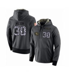 Football Mens San Francisco 49ers 30 Jeff Wilson Stitched Black Anthracite Salute to Service Player Performance Hoodie