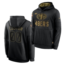 Men Custom Men San Francisco 49ers 2020 Salute To Service Black Sideline Performance Pullover Hoodie