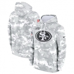 Men San Francisco 49ers 2024 Arctic Camo Salute To Service Club Fleece Pullover Stitched Hoodie