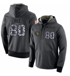 NFL Mens Nike San Francisco 49ers 80 Jerry Rice Stitched Black Anthracite Salute to Service Player Performance Hoodie