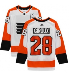 Men Adidas Philadelphia Flyers 28 Claude Giroux White With C Patch Home NHL Jersey