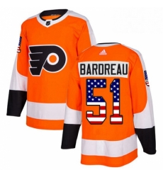 Mens Adidas Philadelphia Flyers 51 Cole Bardreau Authentic Orange USA Flag Fashion NHL Jersey 