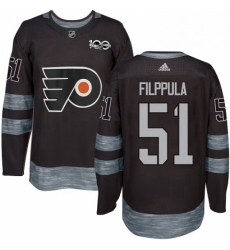 Mens Adidas Philadelphia Flyers 51 Valtteri Filppula Authentic Black 1917 2017 100th Anniversary NHL Jersey 