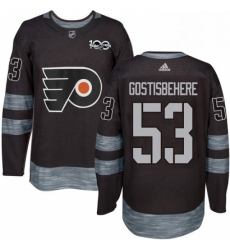 Mens Adidas Philadelphia Flyers 53 Shayne Gostisbehere Authentic Black 1917 2017 100th Anniversary NHL Jersey 