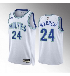 Men Minnesota Timberwolves 24 Tj Warren White 2023 24 Classic Edition Stitched Jersey