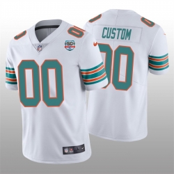 Men Women youth Miami Dolphins Active Player Custom 2022 White With 50th Perfect Season Patch Limited Stitched Jersey