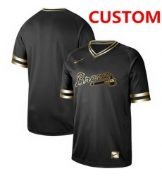 Men Women Youth Toddler All Size Atlanta Braves Customized Black Gold Flexbase Jersey