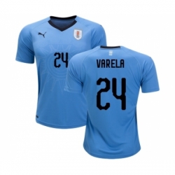 Uruguay #24 Varela Home Soccer Country Jersey