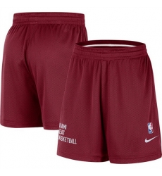 Men Miami Heat Red Warm Up Performance Practice Shorts 