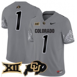 Men Colorado Buffaloes #1 Team Gray Vapor Limited Stitched Football Jersey