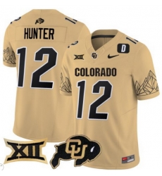 Men Colorado Buffaloes #12 Travis Hunter Gold Vapor Limited Stitched Football Jersey