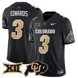 Men Colorado Buffaloes #3 Dylan Edwards Black Vapor Limited Stitched Football Jersey