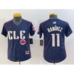 Youth Cleveland Guardians 11 Jos E9 Ram EDrez Navy 2024 City Connect Limited Stitched Baseball Jersey 2