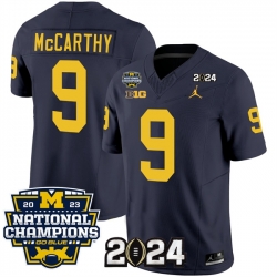 Youth Michigan Wolverines ACTIVE PLAYER Custom Navy 2024 F U S E  With 2023 National Champions Patch Stitched Jersey