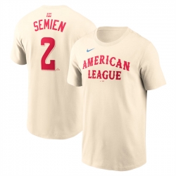 Men American League 2 Marcus Semien Cream 2024 All Star Name  26 Number T Shirt