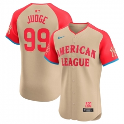 Men American League 99 Aaron Judge Cream 2024 All Star Elite Stitched Baseball Jersey
