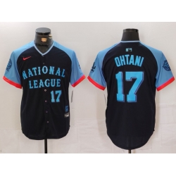 Men National League 17 Shohei Ohtani Navy 2024 All Star Elite Stitched Baseball Jersey  2