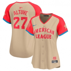 Women American League 27 Jose Altuve Cream 2024 All Star Limited Stitched Baseball Jersey 28Run Small 29