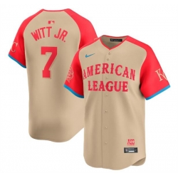 Men American League 7 Bobby Witt Jr  Cream 2024 All Star Limited Stitched Jersey