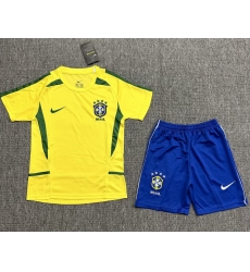 Youth Retro Soccer Jerseys Brazil Yellow 2002 Home